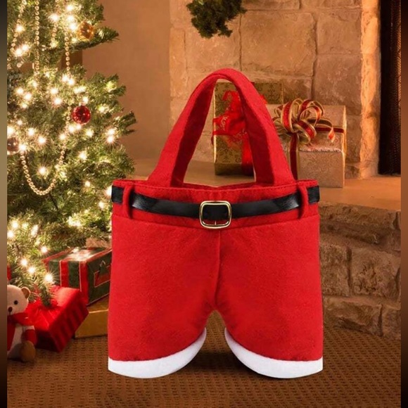 5pc Non-woven Fabric Gift Bags With Red Christmas Pants Design - Picture 2 of 7